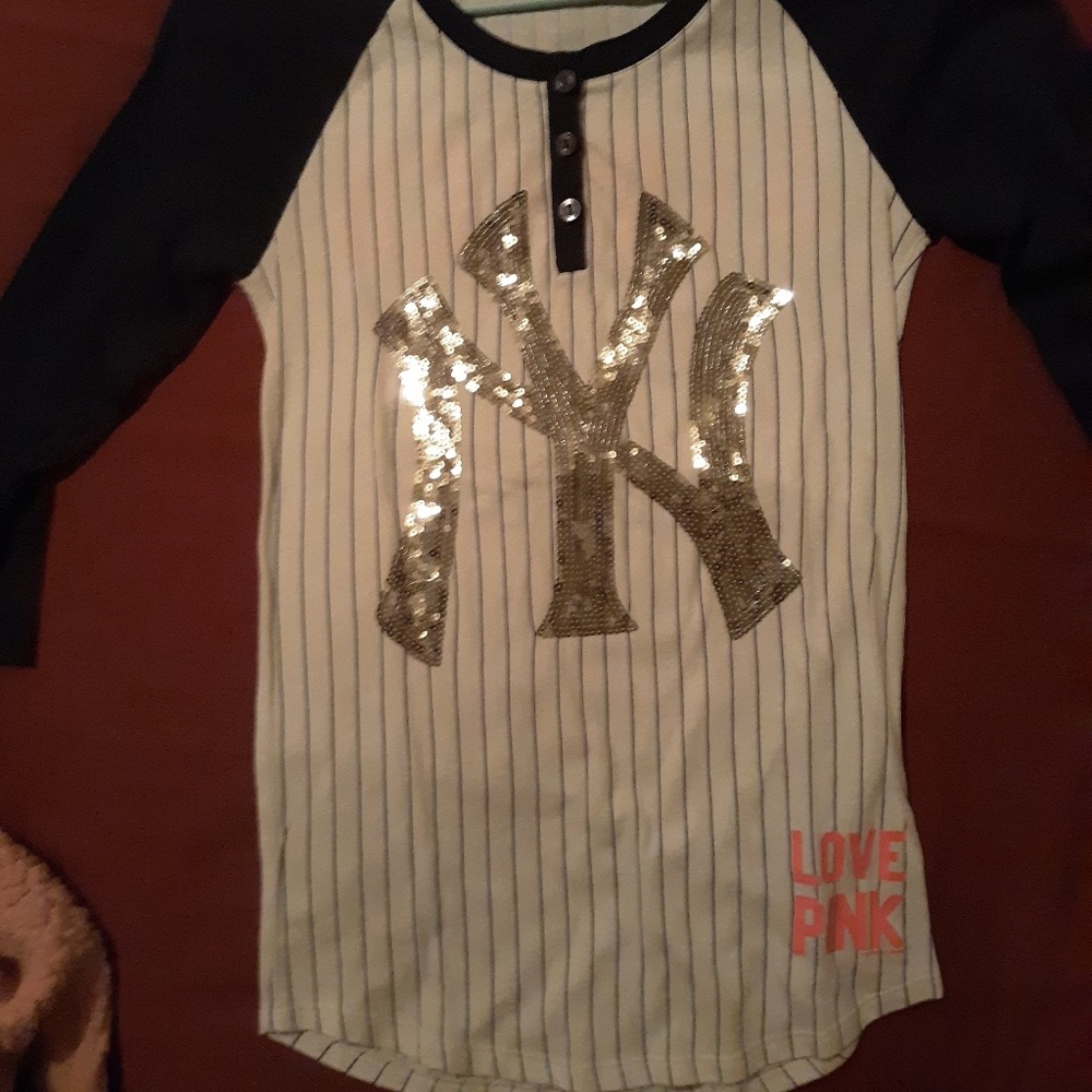 Victoria Secret pink NY Yankees bling Henley